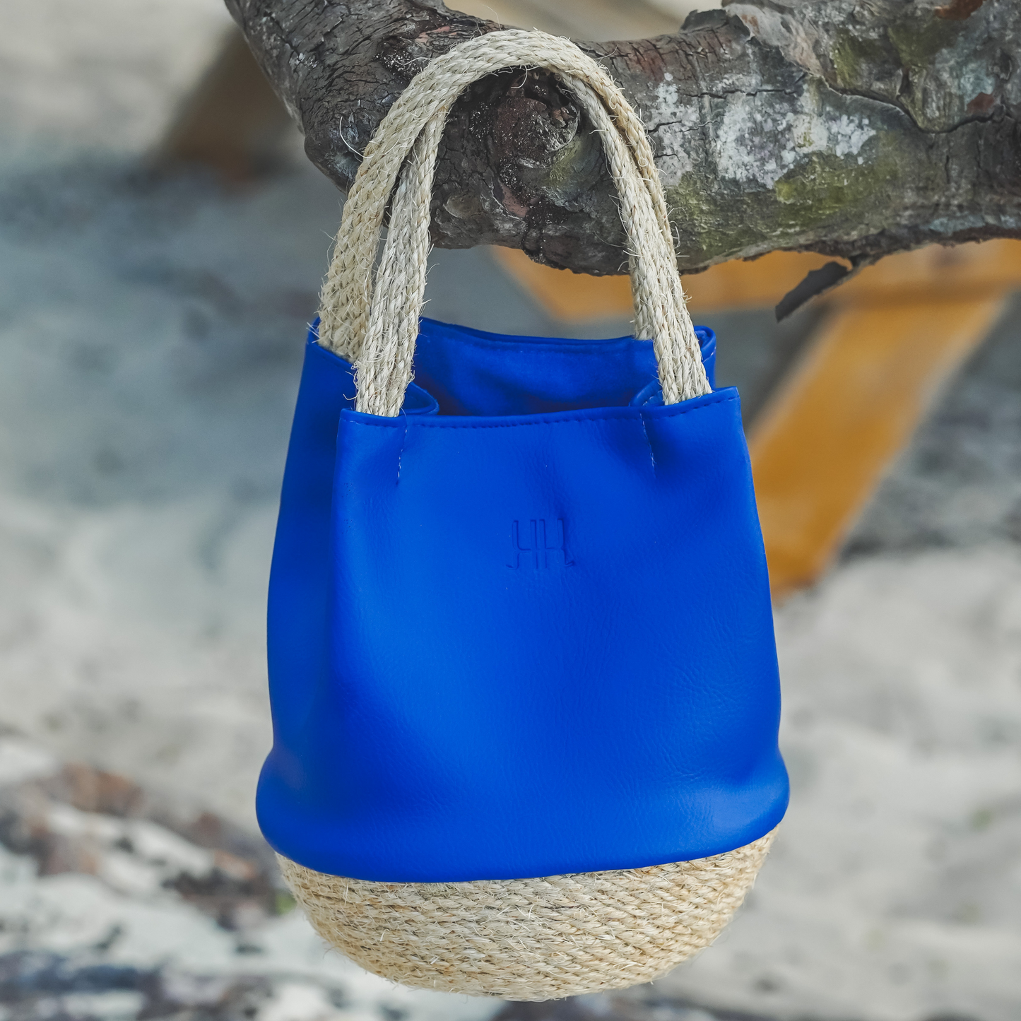blue bucket bag